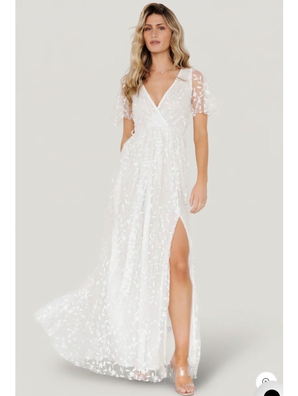 Baltic Born Marseille Embroidered Maxi Dress White Floral Wrap Cottagecore XL